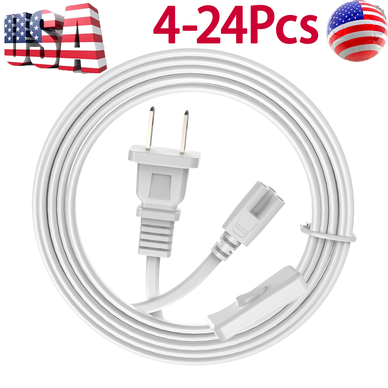 6ft US Plug Power Cord Extension, 4-24Pcs, T8/T5 LED Fixture Cables gallery