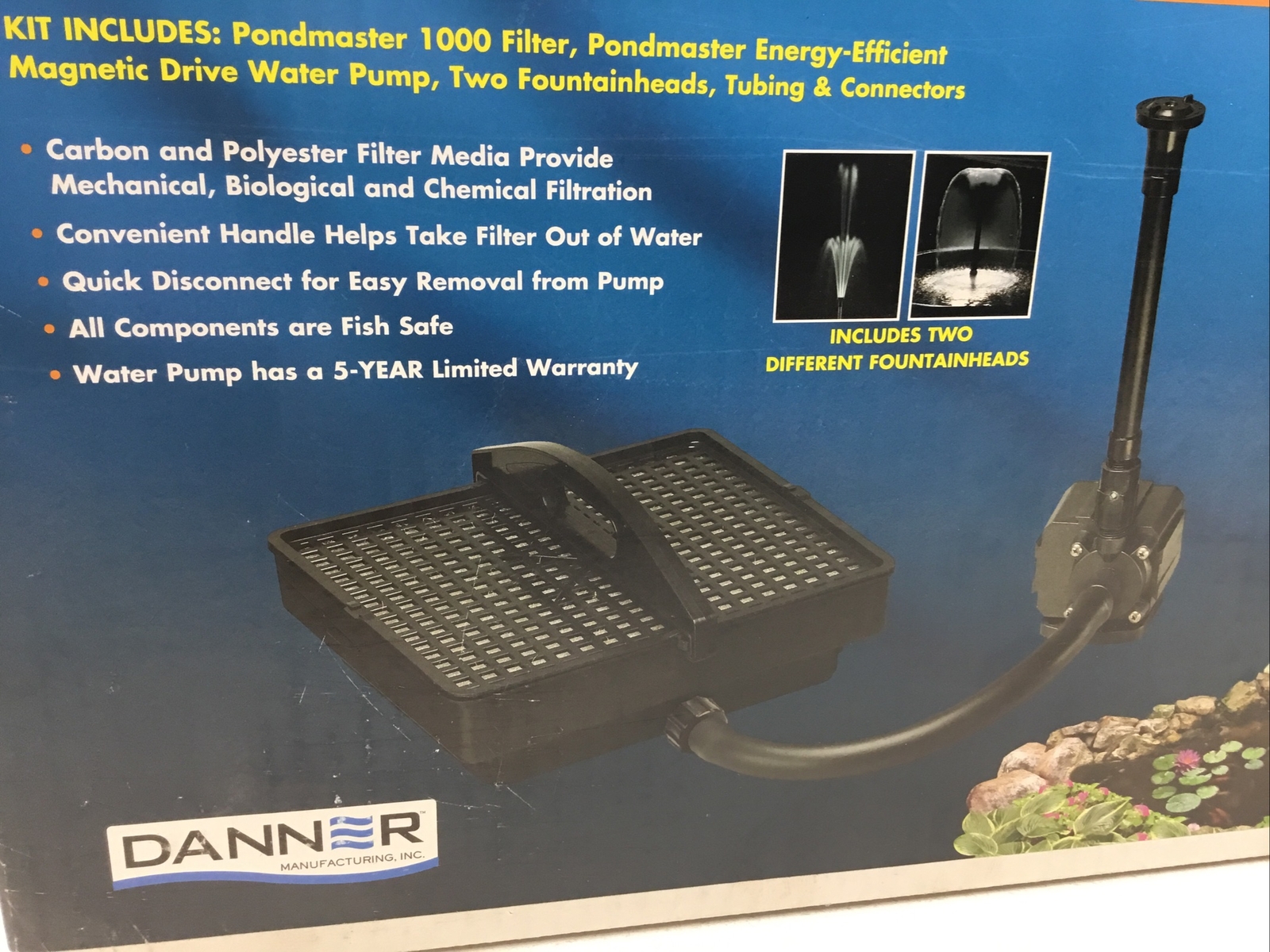Dinner Pondmaster 1500 System Fountain Filter Pump 500 GPH USA 18 Cord Kit 02215 gallery