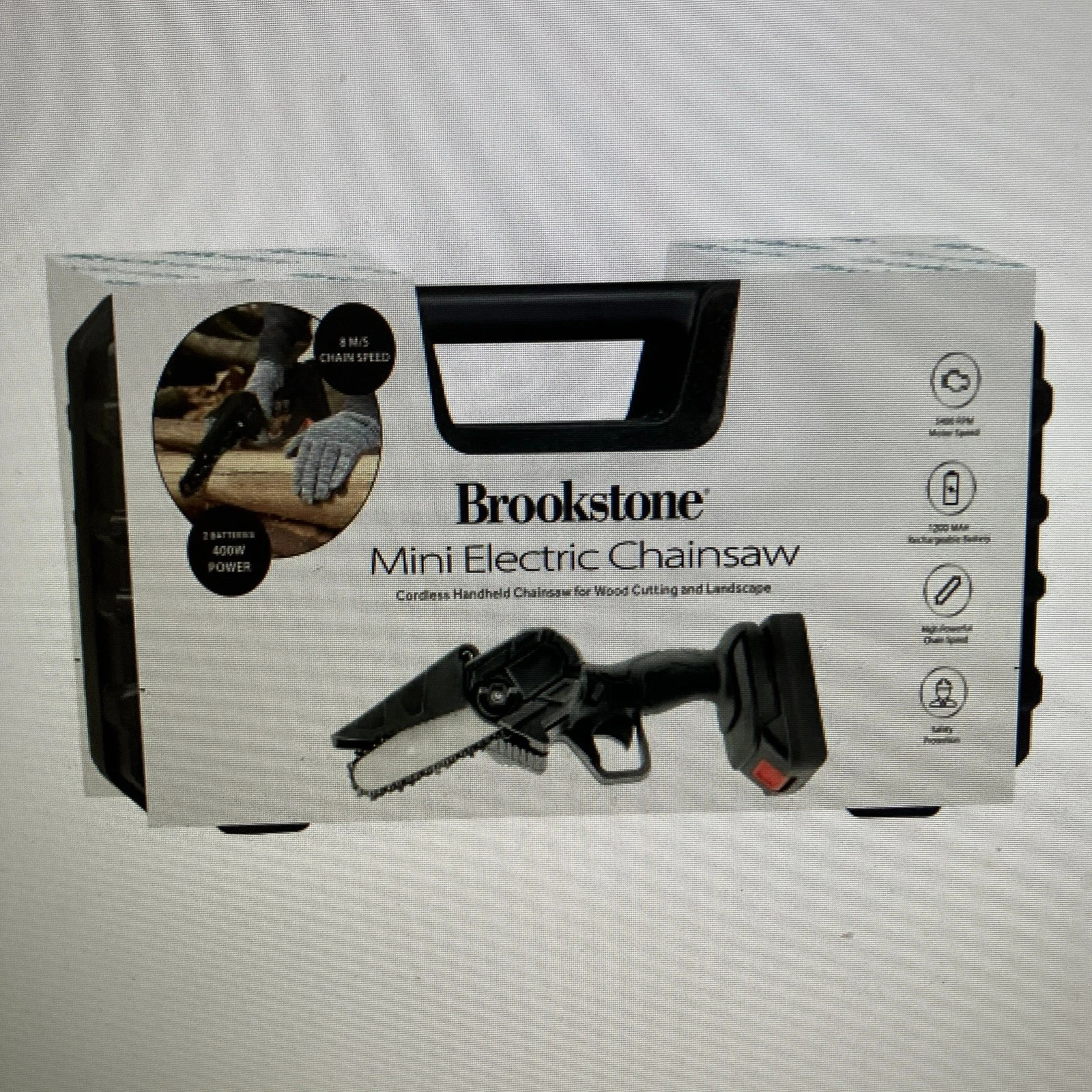 NEW Brookstone Mini Electric (CORDLESS) Chainsaw Set FREE SHIPPING gallery