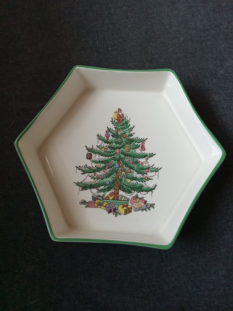Spode christmas tree hexagonal serving bowl 6” Rare Imperial