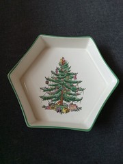 Spode christmas tree hexagonal serving bowl 6” Rare Imperial