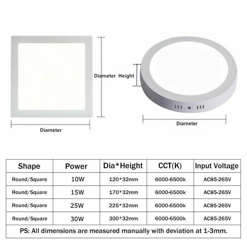 Dimmable Surface Mounted Led Panel Light Ceiling Down Lamp 10W 15W 25W 30W Round gallery