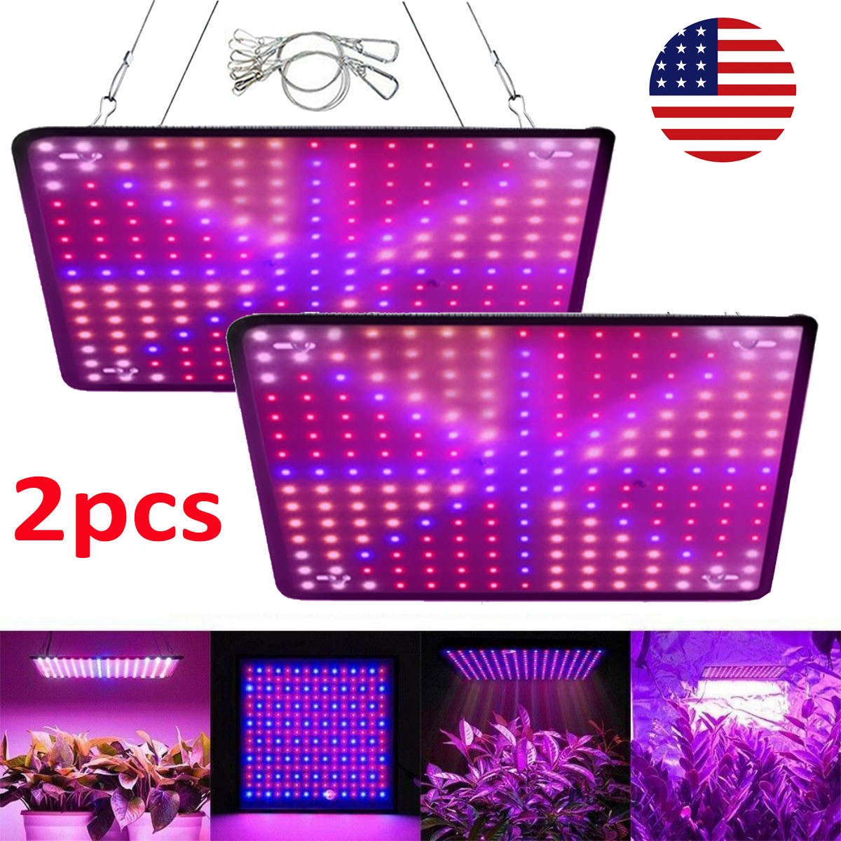 2 Pack 8500W LED Grow Light Panel Full Spectrum Lamp for Indoor Plant Veg Flower gallery