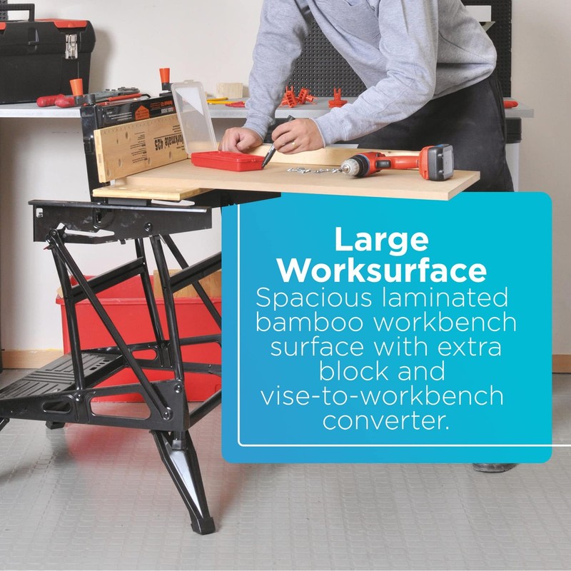 BLACK+DECKER Portable Workbench, Workmate Folding Workbench, 550 lb. Capacity... gallery
