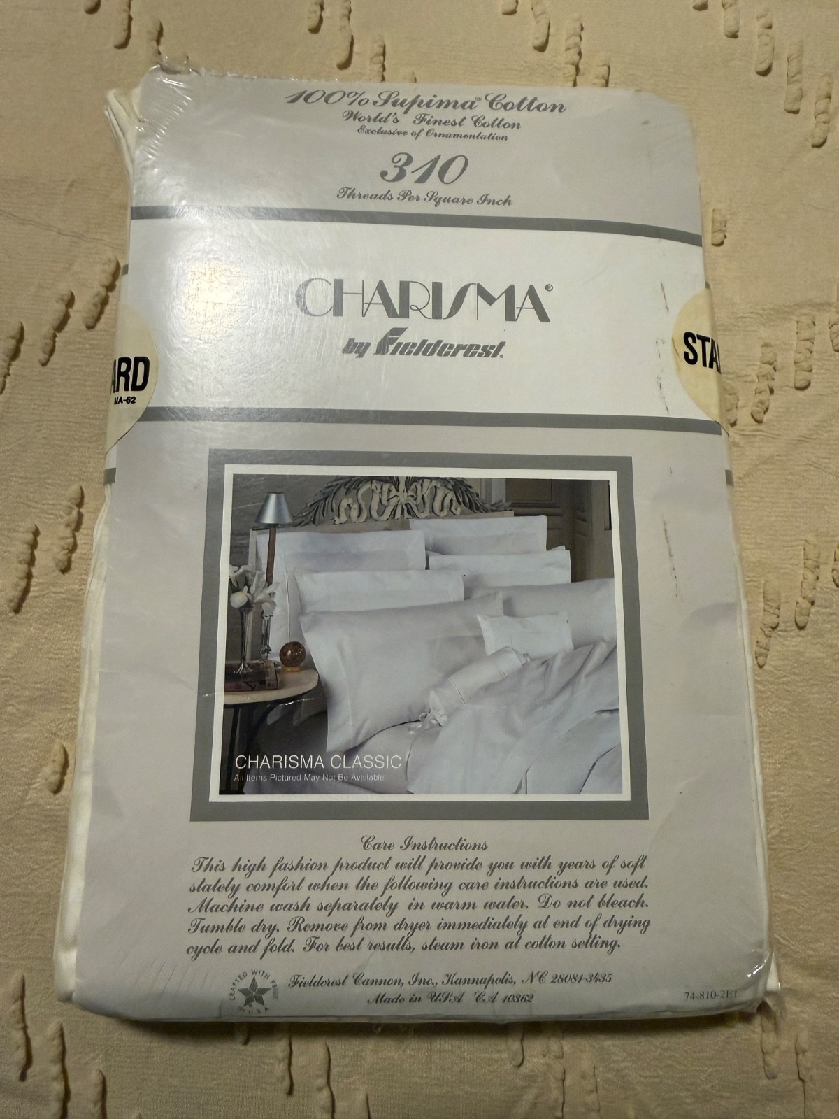 Vintage Charisma by Fieldcrest Standard/Queen Pillowcases Beige Dots NWT gallery