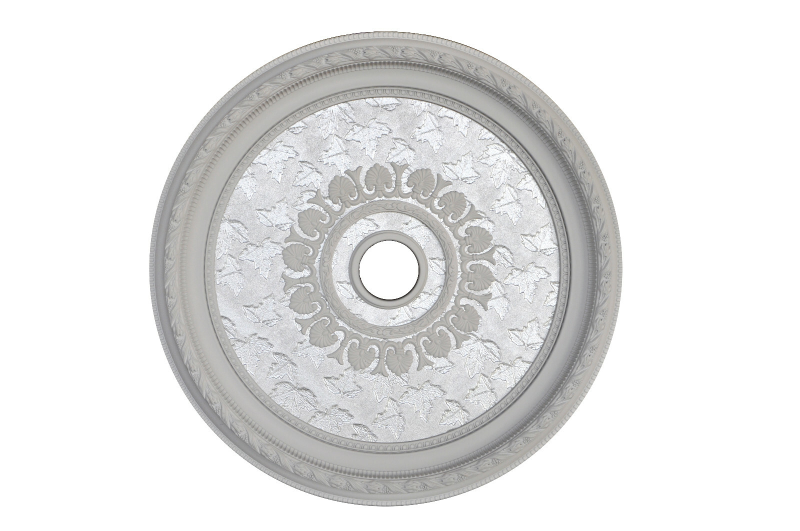 32" ROUND CHANDELIER CEILING MEDALLION SILVER FLORAL FOYER DINING ROOM BEDROOM gallery