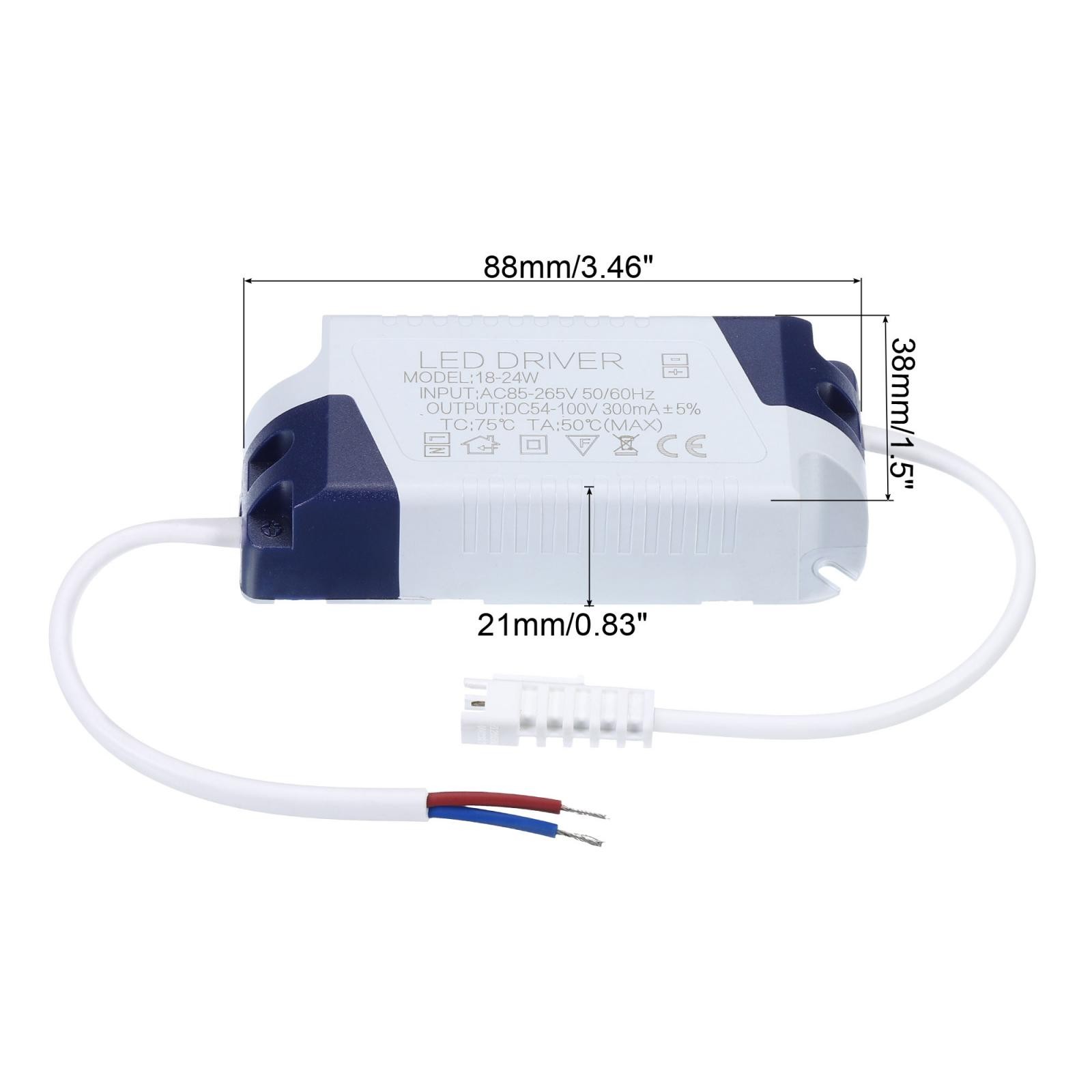 2Pcs 18-24W 300mA LED Driver AC 85-265V Output 54-100V DC Male Connectors gallery