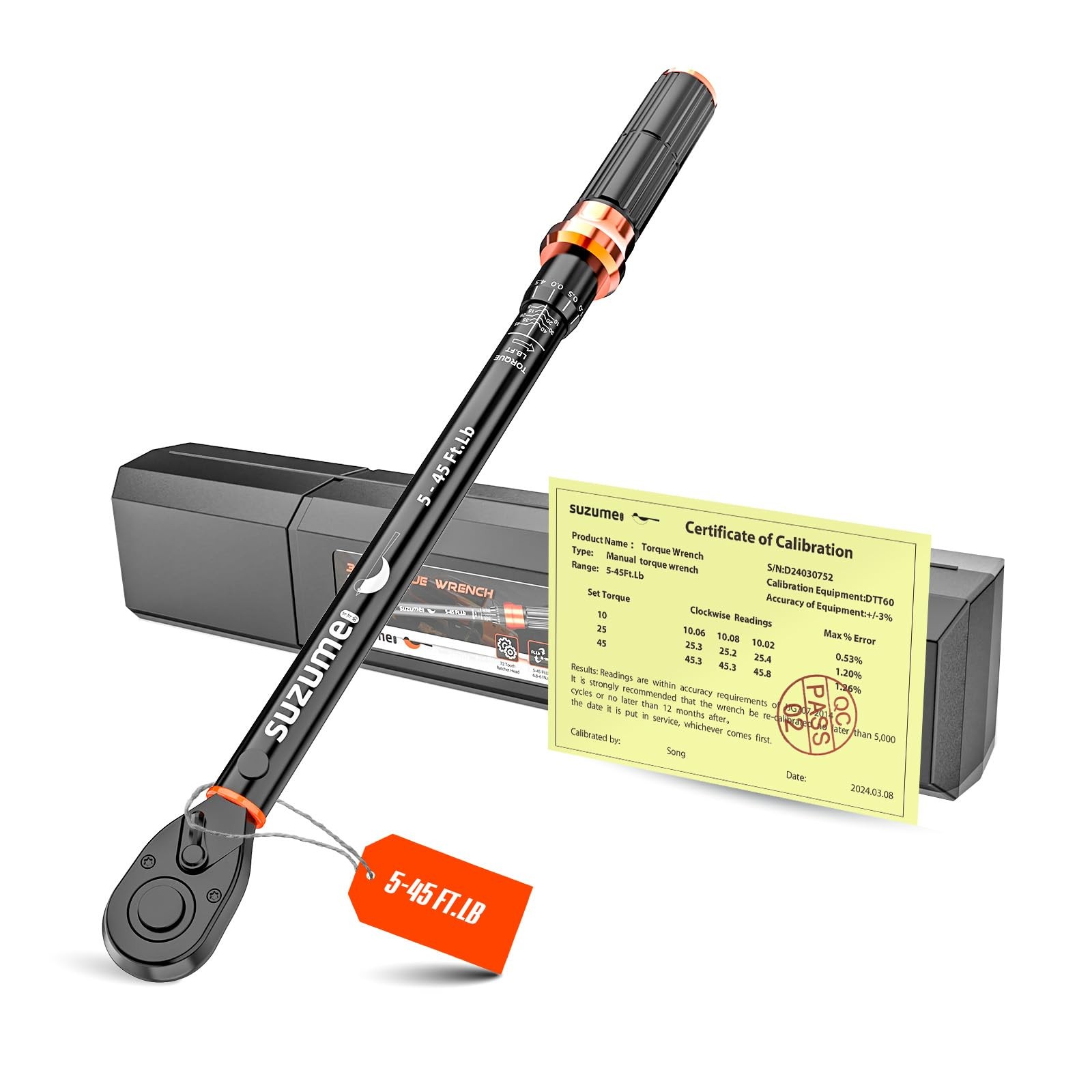 Torque Wrench 3/8 Drive 5-45 Ft Lb 72 Tooth Dual Scale Reversible Click Type gallery