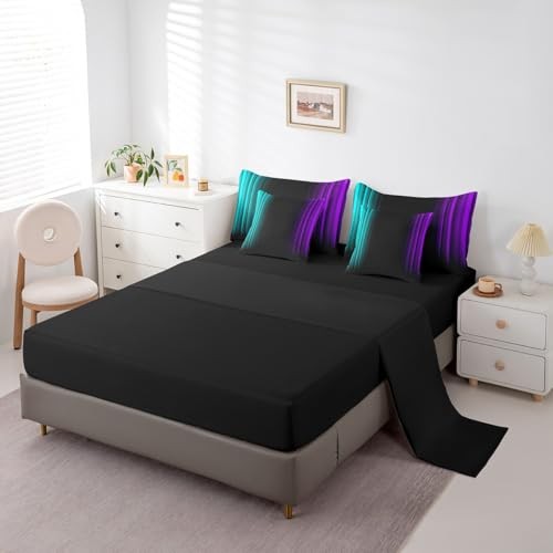 Teens Abstract Ombre Decorations Bed in a Bag for Kids Women King Purple Teal gallery