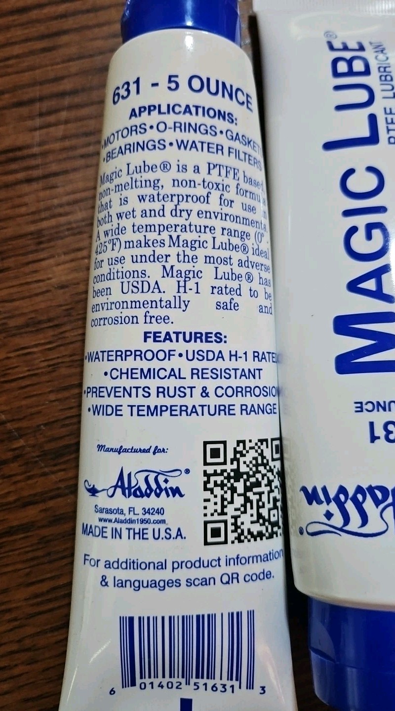 2- Aladdin Magic Lube 5oz Teflon Lubricant Sealant O-Rings Swimming Pool PTFE gallery