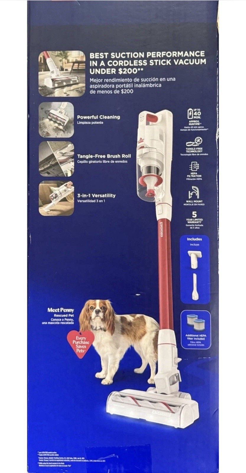 BISSELL PowerClean Cordless Stick Vacuum 200W Up to 40 min HEPA, Wall Mount gallery