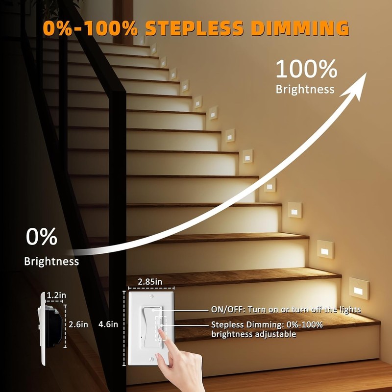 Stair Lights Motion Sensor Indoor Outdoor, 5CCT Dimmable LED Step Lamp with Swit gallery