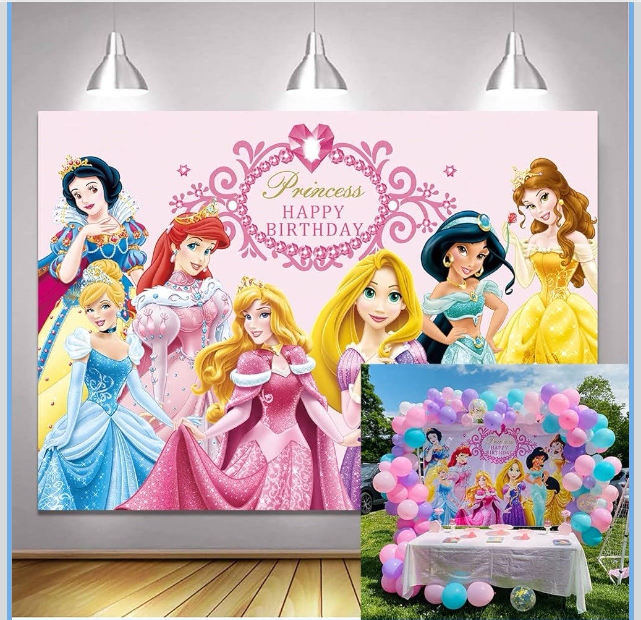 Princess Birthday Backdrop Rainbow Girls Party Photo Background Banner Decor gallery