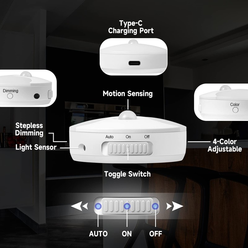 Motion Sensor LED Night Light, Rechargeable LED Stick-On Closet Light with Du... gallery