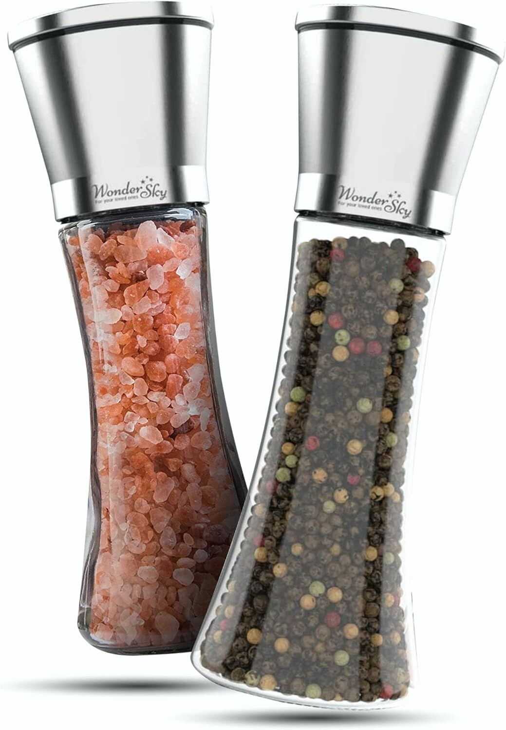 Salt and Pepper Grinder Set - 2 Pack - Refillable Pepper Mill Salt Grinder gallery