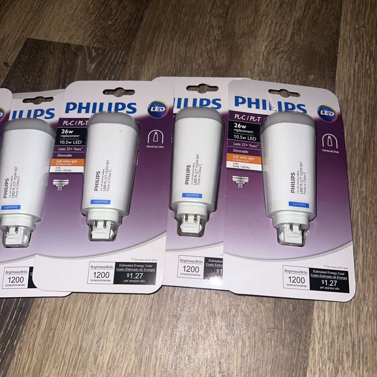 6 Philips LED Frosted Dimmable PL-C CFL Replacement Bulbs 1200 Lumen G24q 4 Pin gallery