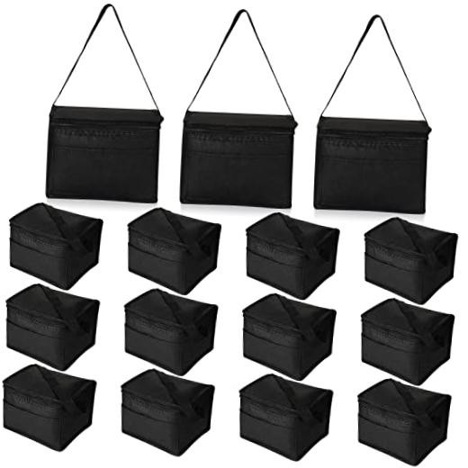Pack Insulated Lunch Bags Bulk, Reusable Cooler Boxes, Basic Style 15 Black gallery