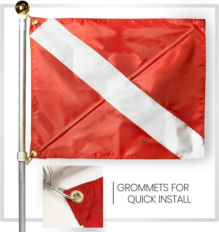 Anley Diver Down Warning Flag with Removable Stiffening Pole Diving Flags Nylon gallery