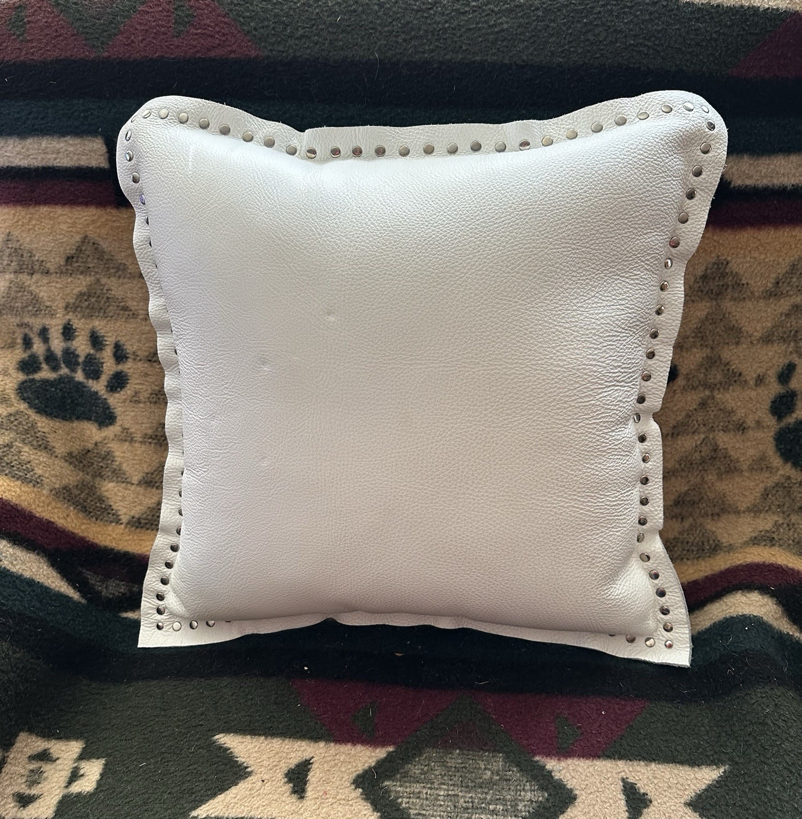 Handcrafted Genuine White Leather & Stingray Throw Pillow gallery