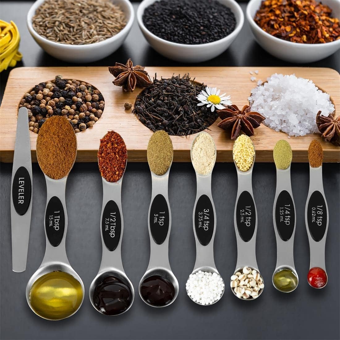 16 Pieces Measuring Cups and Magnetic Measuring Spoons Set Stainless Steel,8 Mea gallery