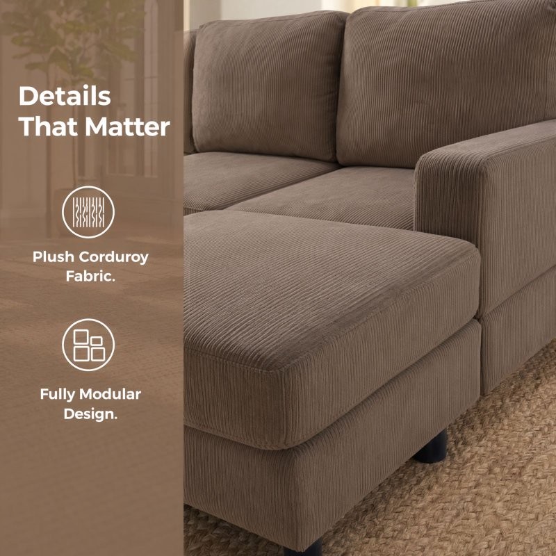 98.8" Oversized U-Shaped Sectional Couches 4-Seat Double Chaise Sofa Corner Sofa gallery