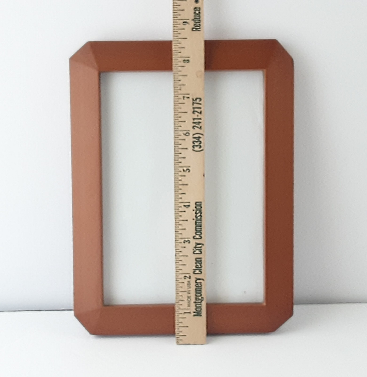 Teak Wood Picture Frame Angled Corners Holds 5x7 Photo Made In Thailand gallery