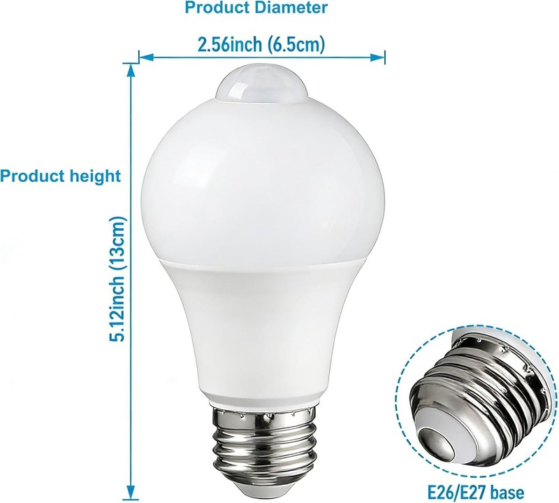 Energy Saving 9W Motion Sensor Light Bulb, 60W Equivalent, 900LM Daylight White gallery