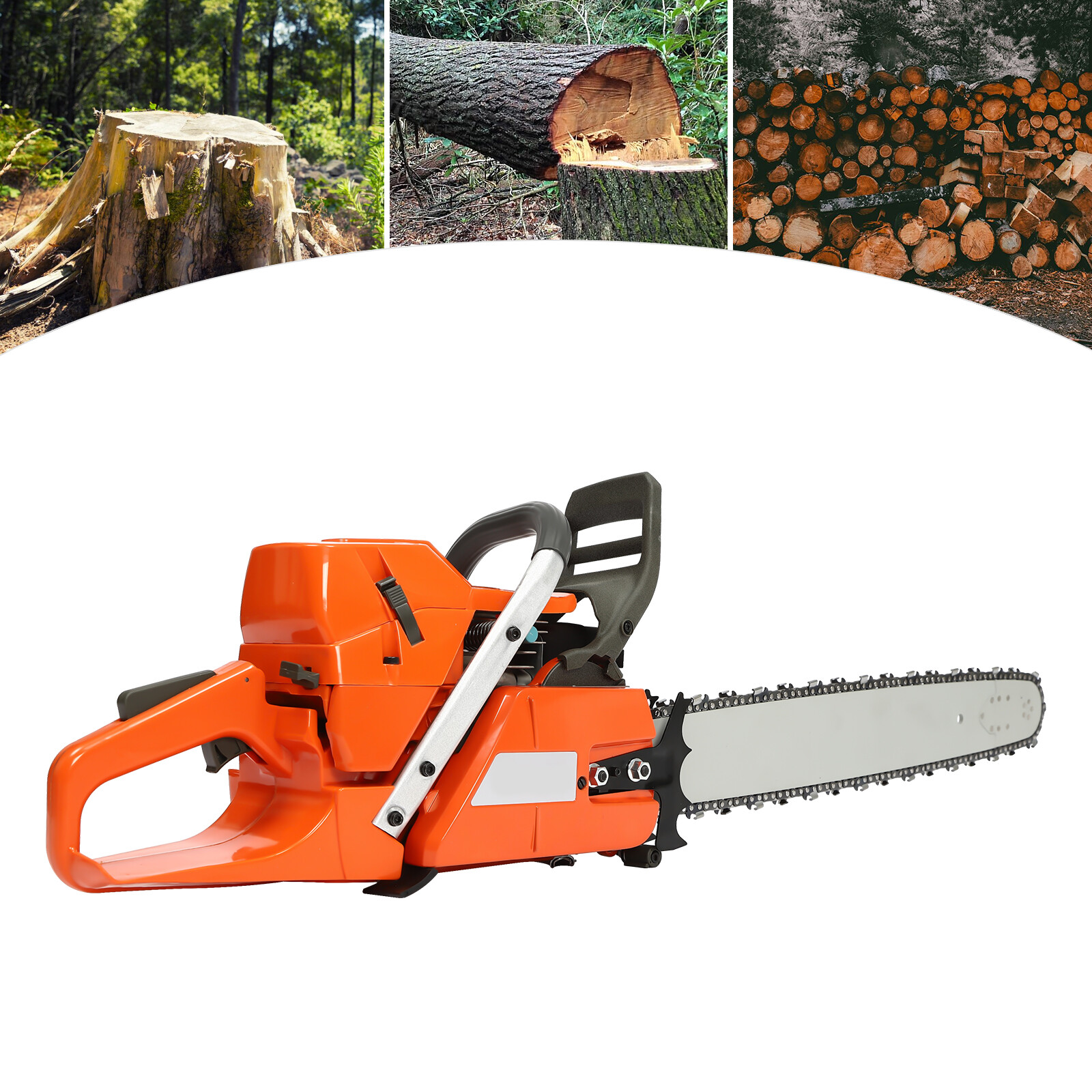 72cc Gas Powered Chainsaw with 24'' Guide Bar Saw Chain 2-Stroke Engine Cut Wood gallery