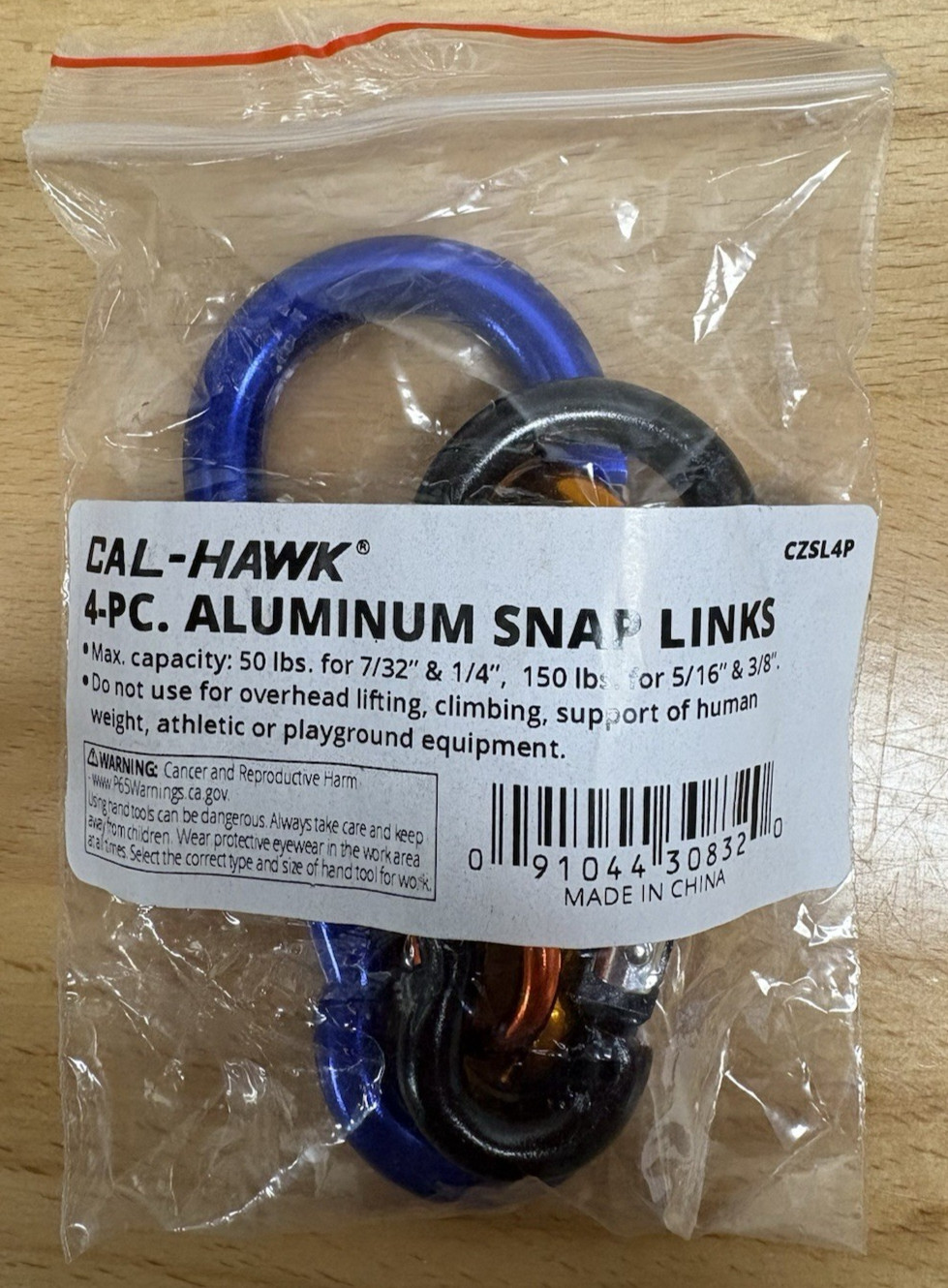 Cal-Hawk 4-pc. Aluminum Snap Links Different Colors & Sizes. Key Chains. gallery