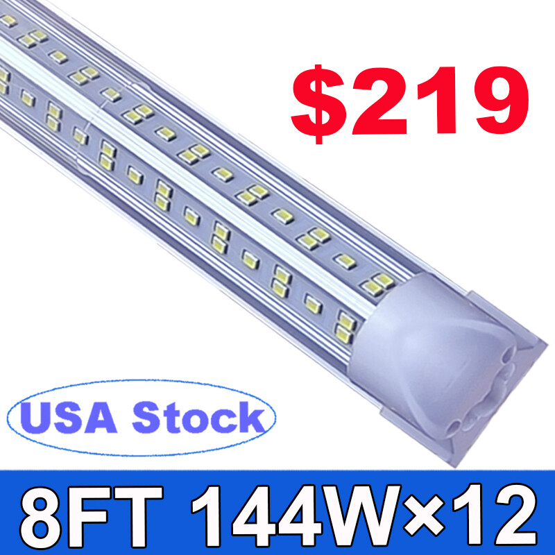 12PC 8Ft LED Shop Light 144W 4 Row 96 Inch Cooler Door Freezer LED Tube Fixture gallery