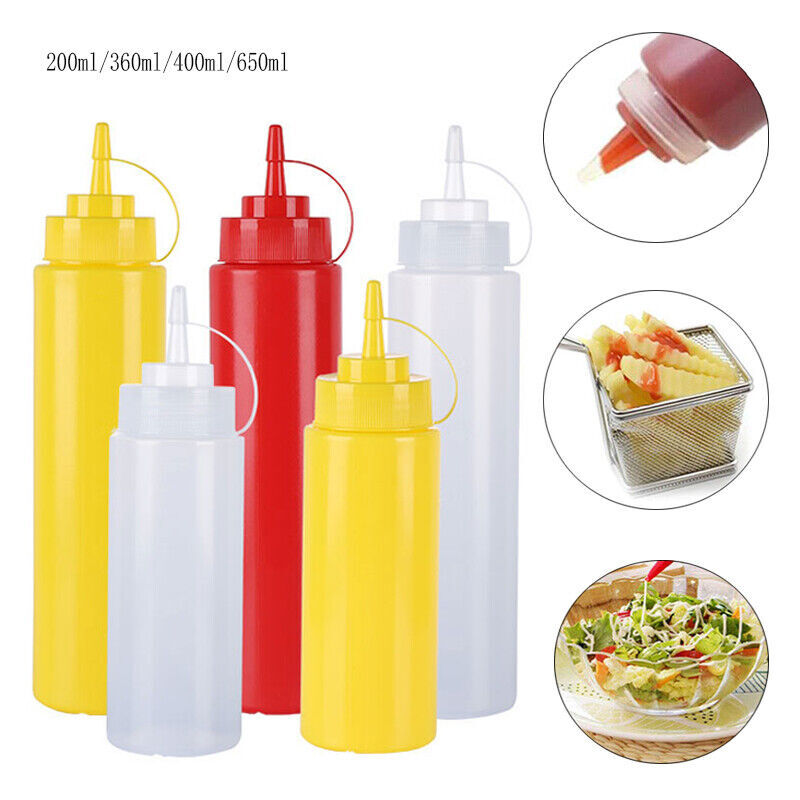 PLASTIC SAUCE BOTTLE SQUEEZE BOTTLES CONDIMENT DISPENSER KITCHEN BULK gallery