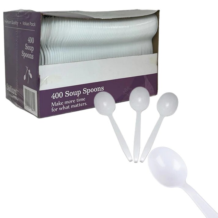 400 Disposable Plastic Soup Spoons Nicole Home Collection Cutlery Medium Weight gallery