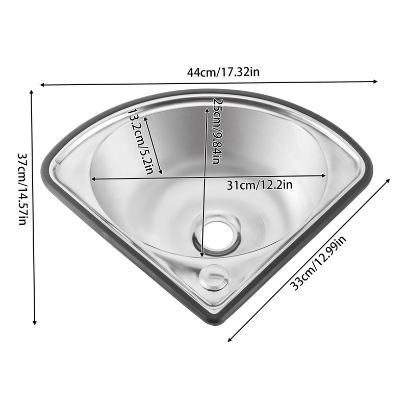 Single Triangle Wash Basin, Corner Sink Small Bar Sink Stainless Steel w/ Faucet gallery