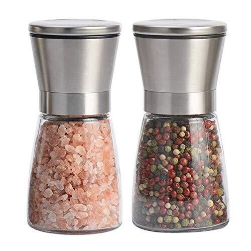 2PC Salt and Pepper Grinder Set with Adjustable Glass Grinder Stainless Steel gallery