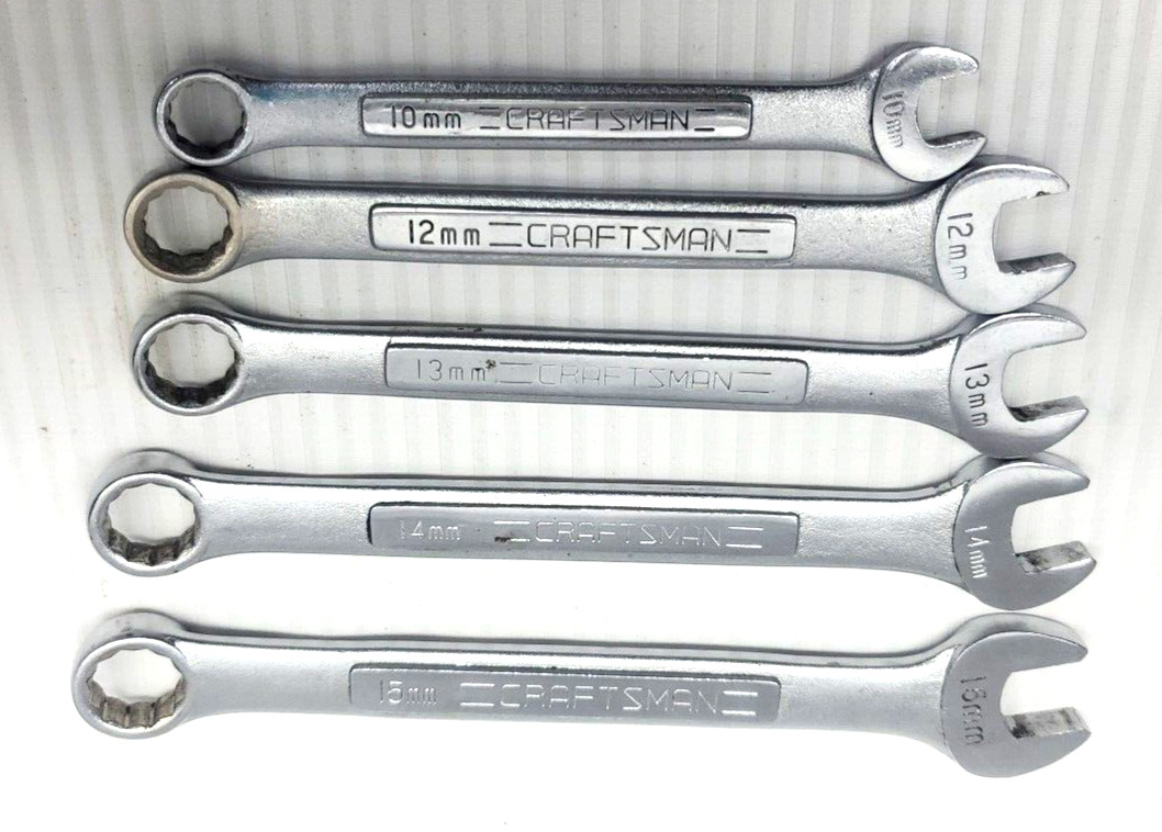 5 Piece Craftsman Metric Combination Wrench Set 15, 14, 13, 12, 10 Taiwan gallery