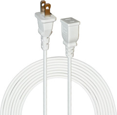 15FT White Thin Extension Cord 2 Prong Extension Cord for Indoor Use Outdoor Us