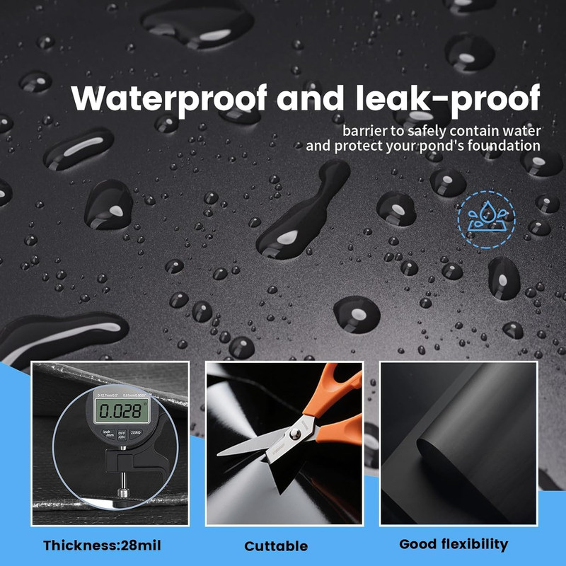 10 X 20 FT Pond Liner 18 Mil Leakproof Ecofriendly for Fish Ponds gallery