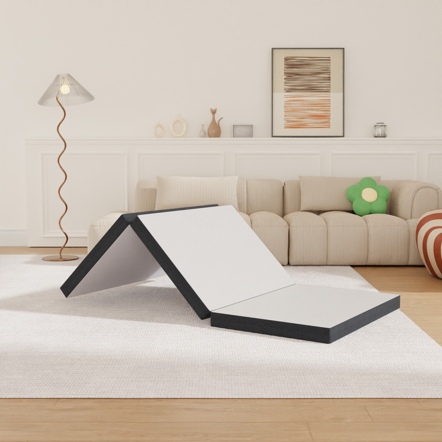 3-inch Folding Mattress, Tri Fold Memory Foam Mattress with Washable Cover gallery