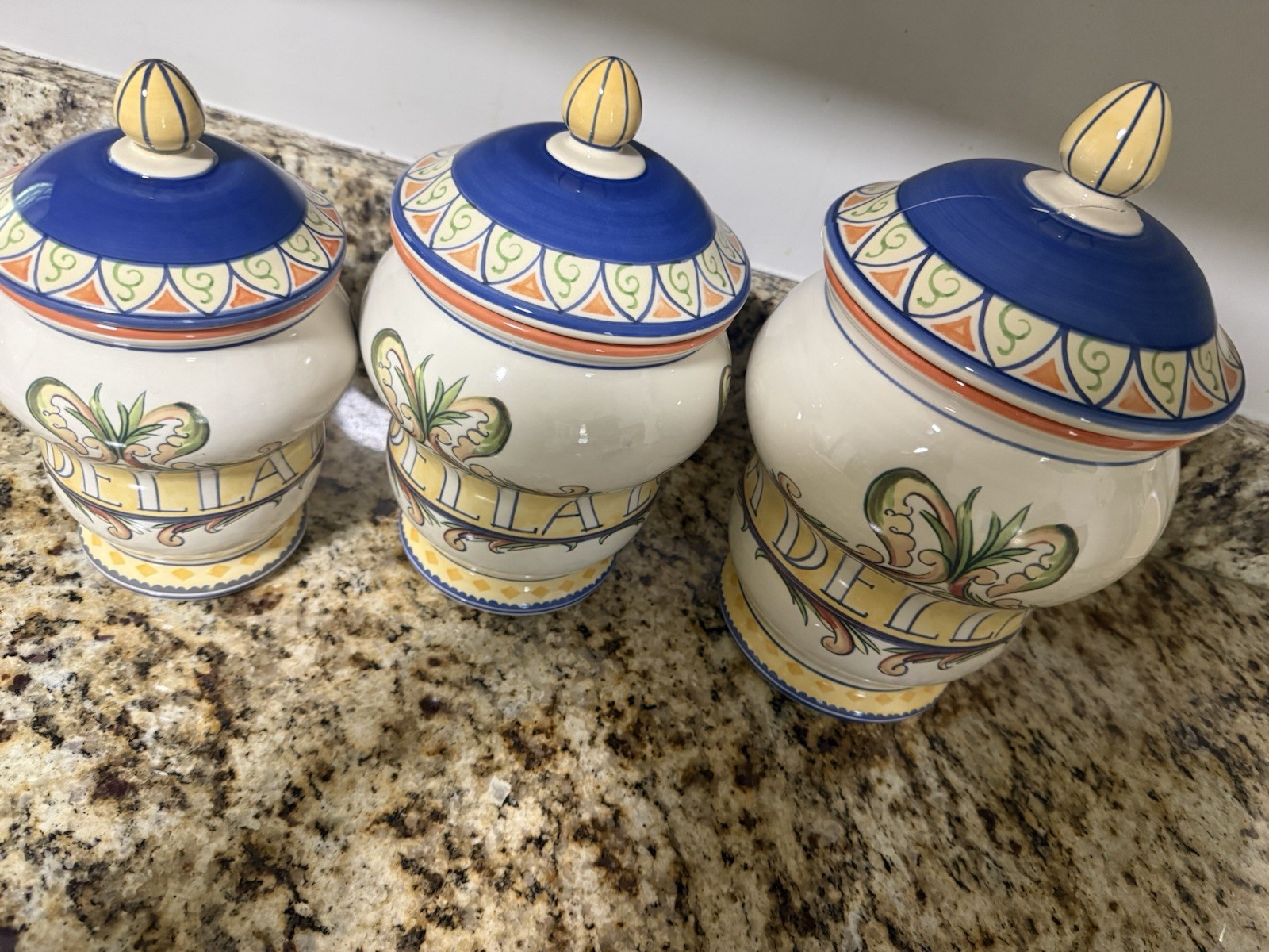 Pfaltzgraff Villa Della Luna Canister Set of 3 Retired Kitchen Storage Jars READ gallery