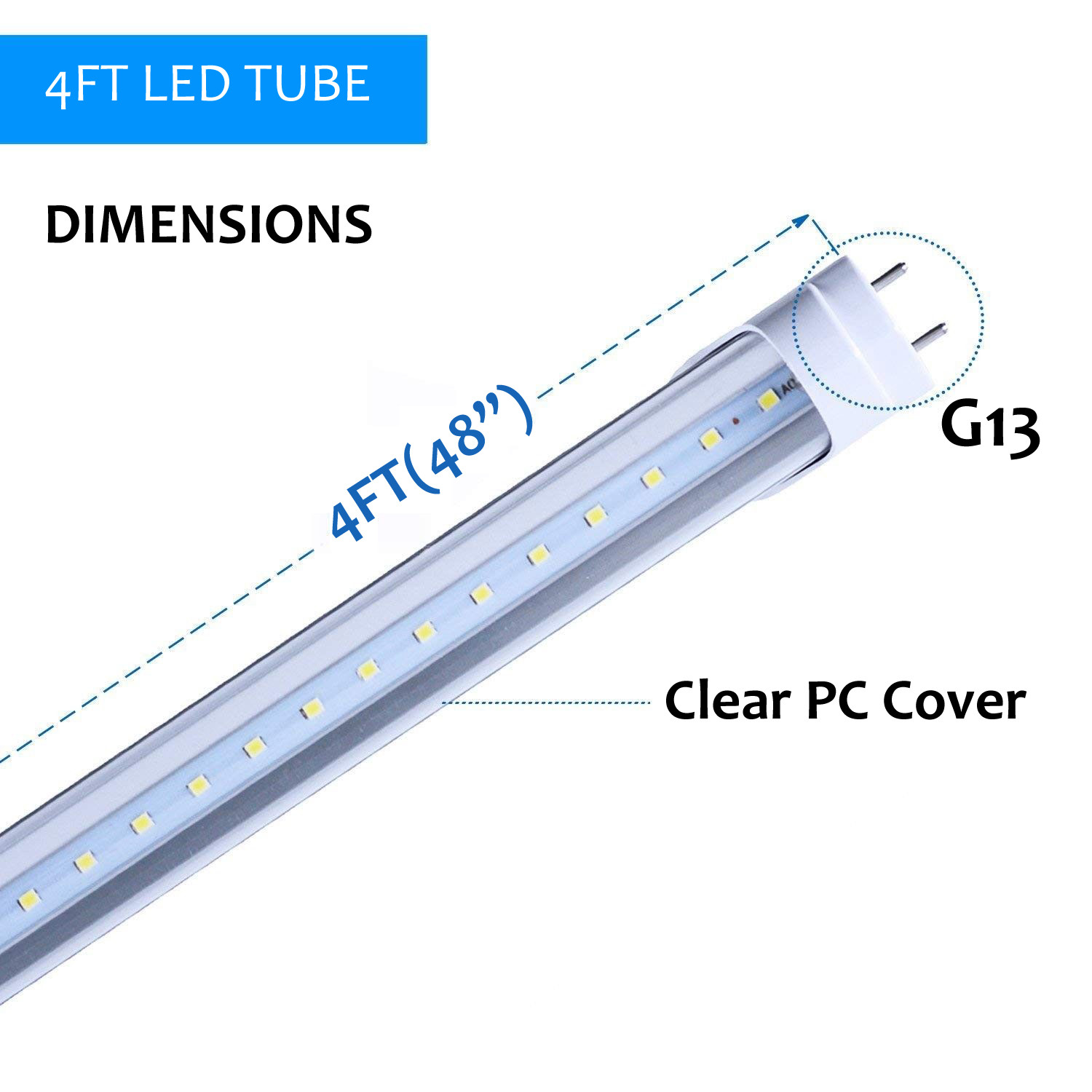 T8 4ft Fluorescent Light Bulb 48inch LED Replacement Tube Clear Milky No Ballast gallery