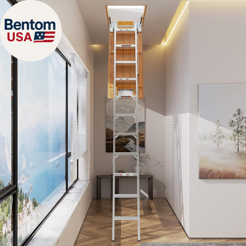 Aluminum Attic Ladder,Pull down System,Attic Stairs,Attic Lift,For 7'8"-10'3" Ce gallery