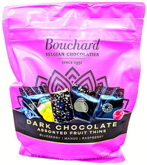 Bouchard Dark Chocolate Assorted Fruit Thins 21.2 Oz Bag EXP 12/2026