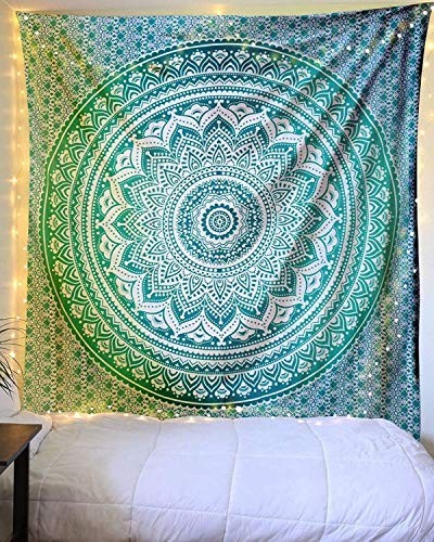 Indian Traditional Mandala Hippie Wall 40"L x 30"W Classic Green Ombre gallery