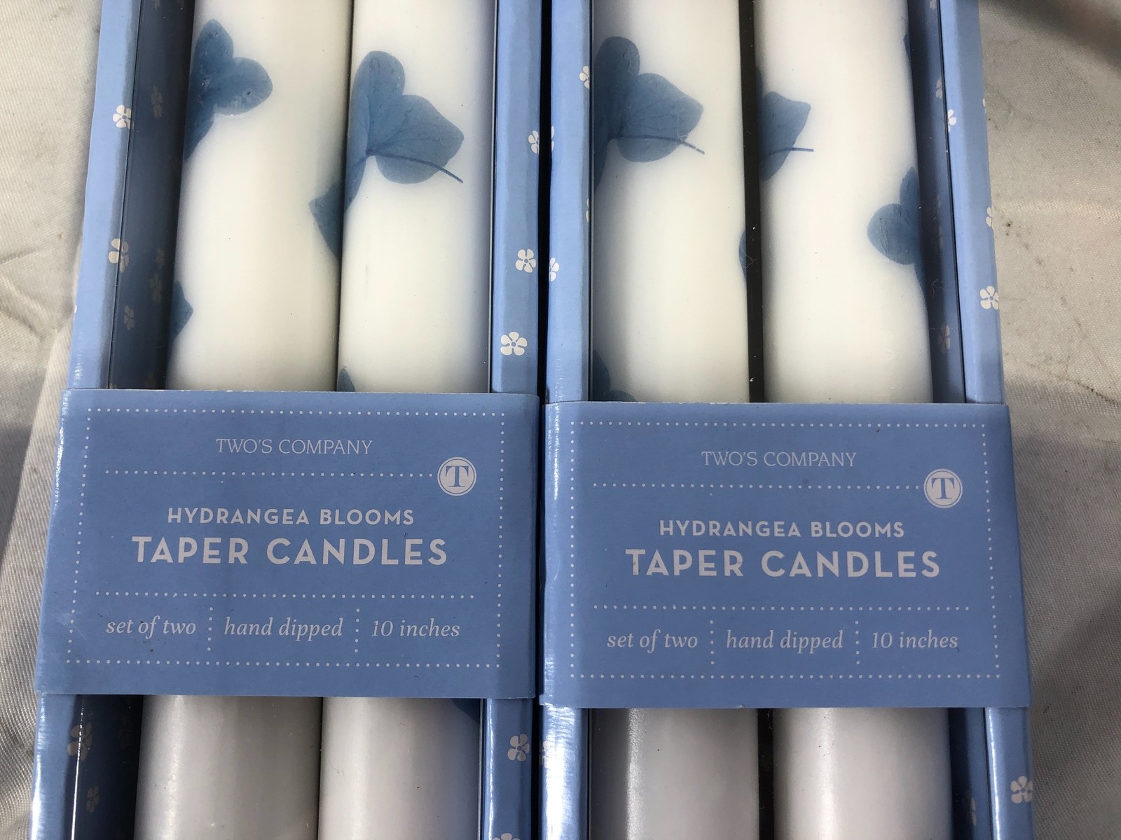 Two's Company Hydrangea Blooms Taper Candles Set of 2 Hand-Dipped 10"(4 Sets) gallery