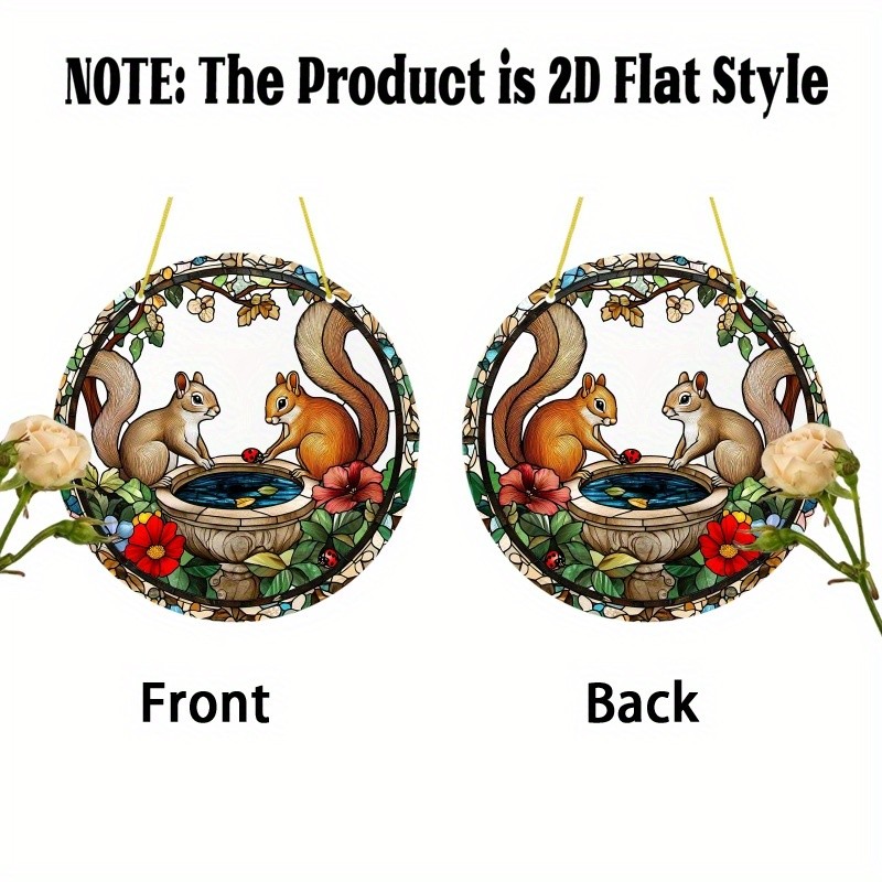 Squirrel Pair Acrylic Suncatcher 2D Print Forest Theme Home Window Hanging Decor gallery