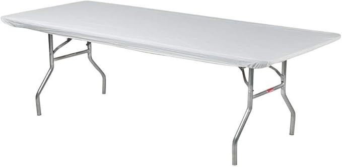 8' x 30" Kwik-Cover Rectangular Plastic Table Covers (5 count) - Elastic, Fitted