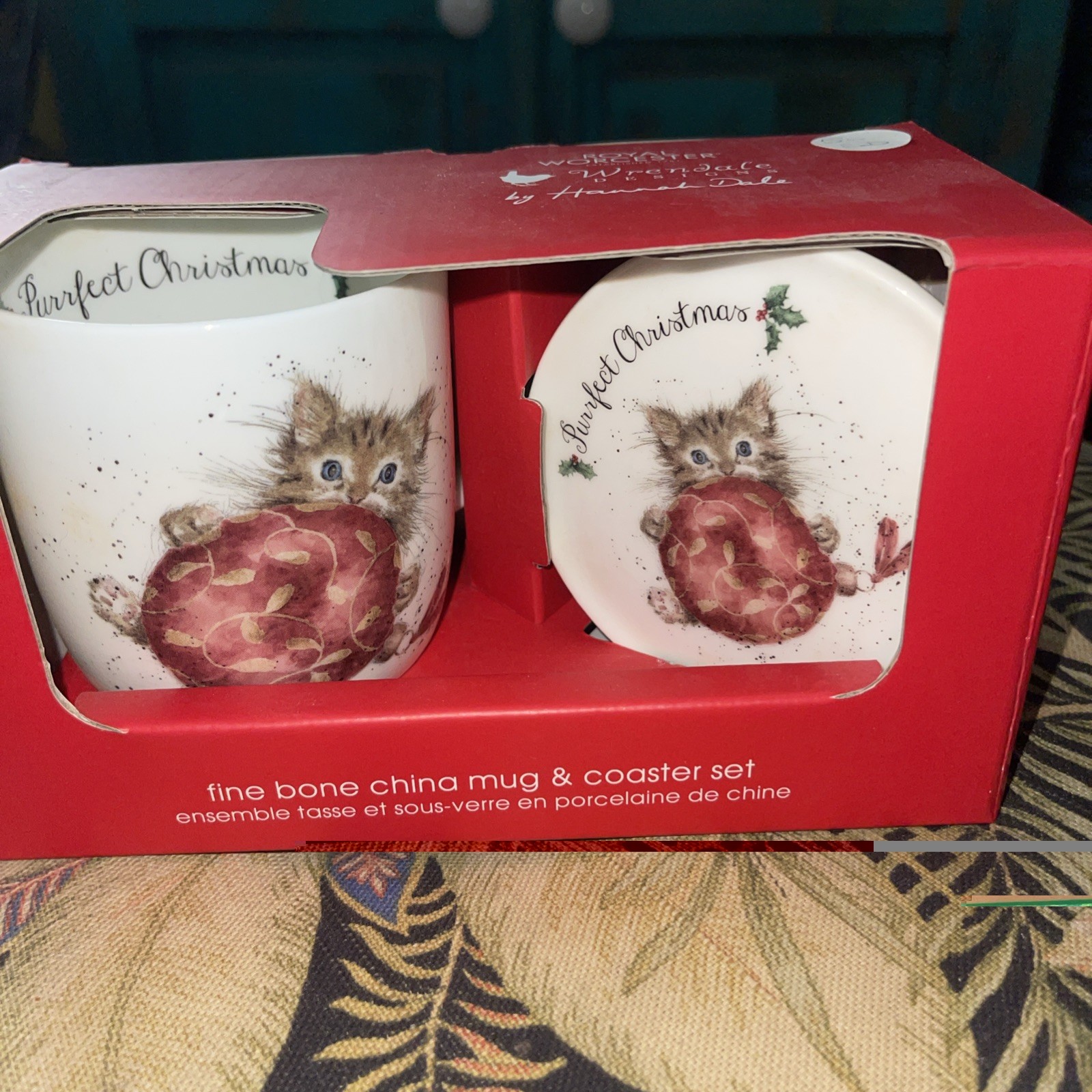 Royal Worcester Wrendale Designs Gentle Cat Hannah Dale 2 PC Coaster & Mug Set gallery