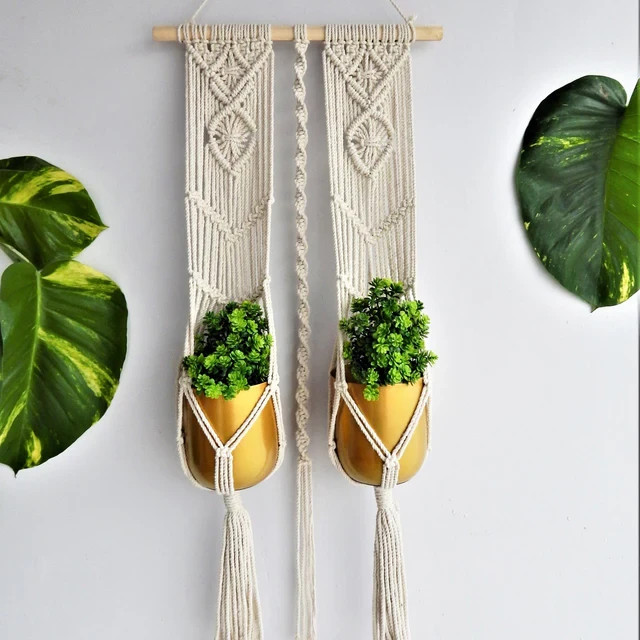 Macrame Plant Hanger Handmade Cotton Rope Hanging Planter for Outdoor Size- 30" gallery
