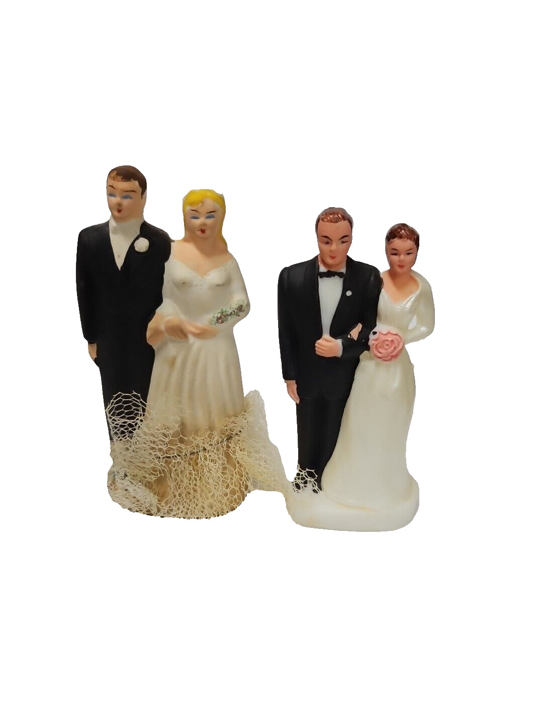 Two Vintage 1960s 1970s Bride & Groom Wedding Cake Toppers gallery