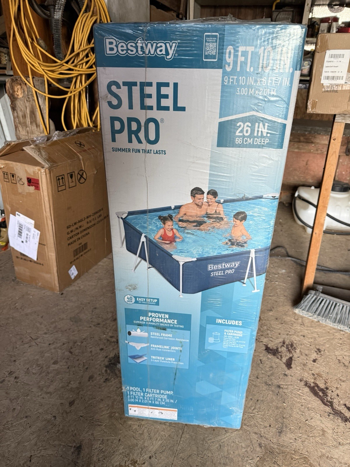 Bestway Steel Pro Rectangular Frame Pool Blue Tritech 9ft10in x 6ft7in x 26in gallery